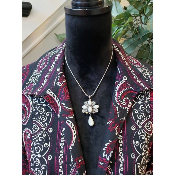 Coldwater Creek Women's Red & Black Cotton Long Sleeve Cropped Jacket Blazer 10 - Picture 2 of 15